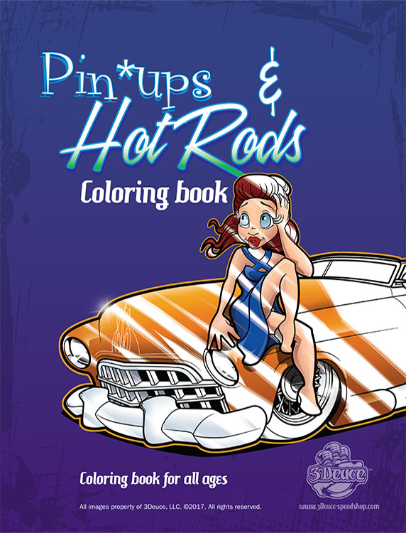cover with cartoon pin-up girl and classic car