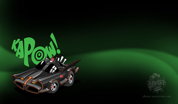 cartoon original batmobile with black and green pattern