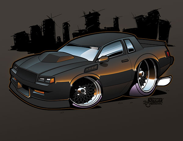 finalized drawing of a cartoon car
